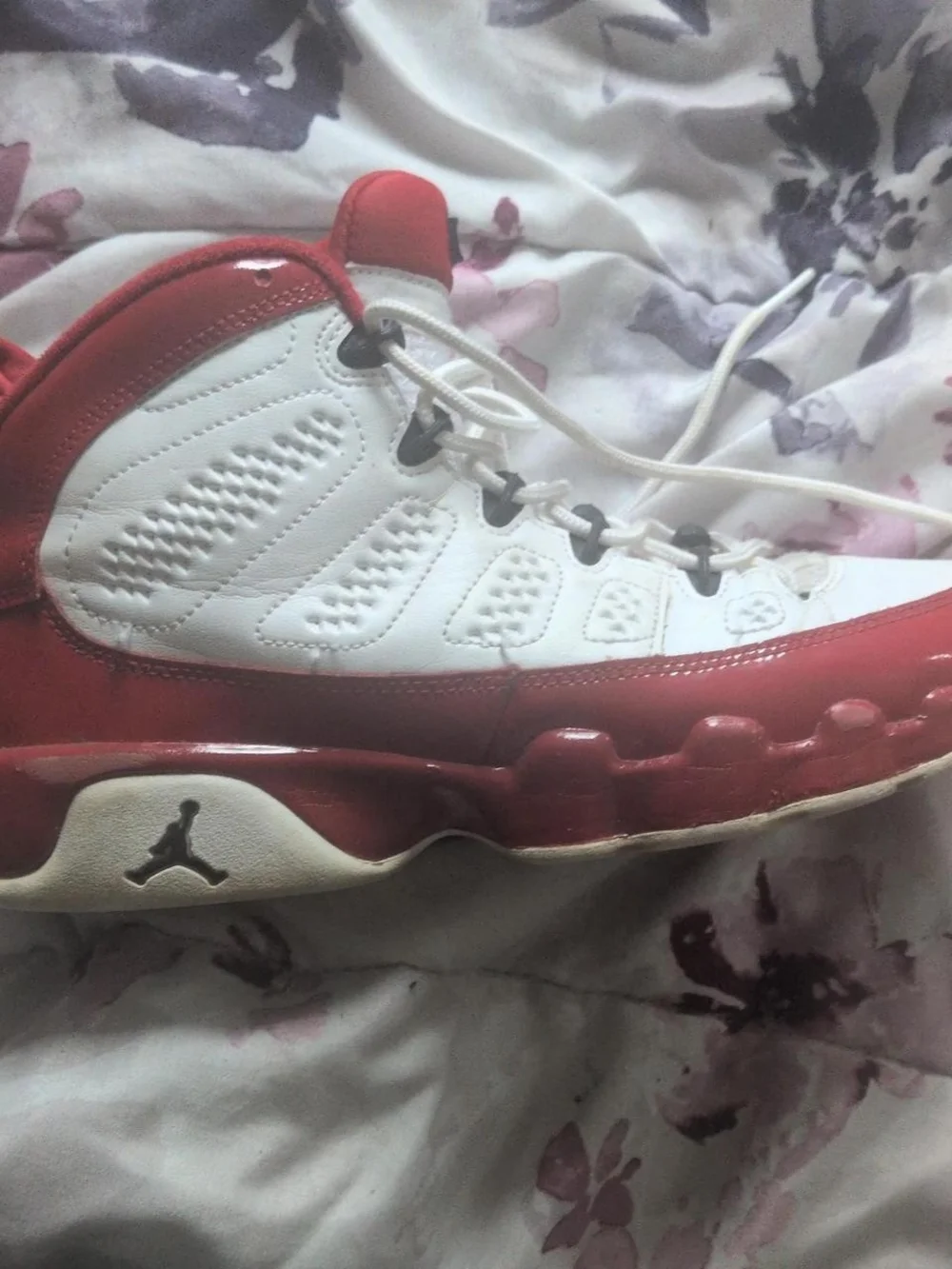 JORDAN White and Red High-Top Sneakers